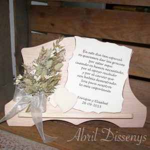 Atril con poesía y flor azahar Personalizado
