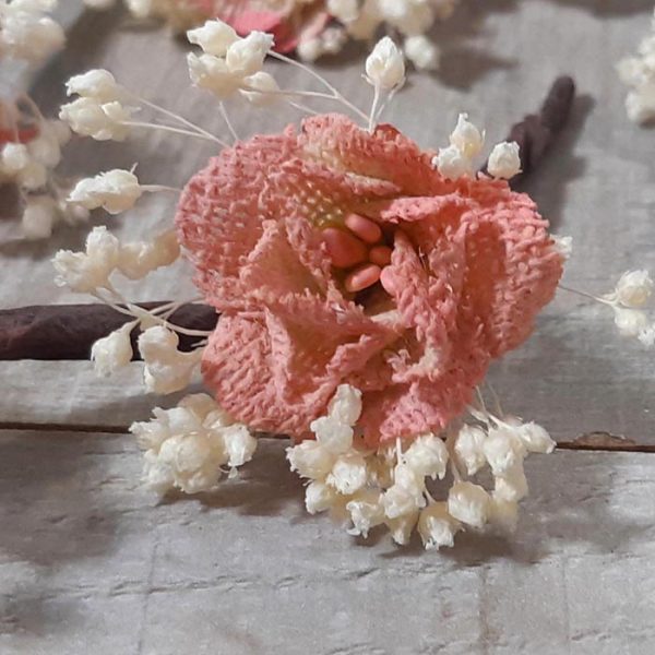 Pin Pelo Rosa Nude Flor de Yute - Imagen 2