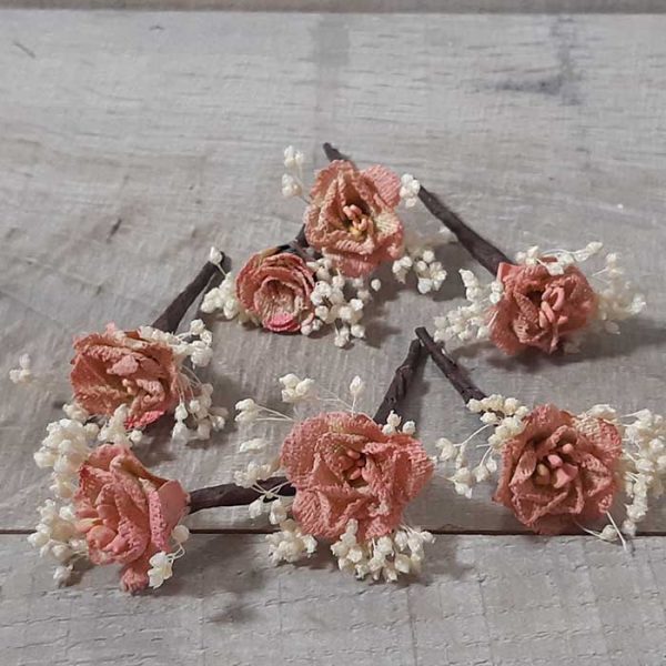 Pin Pelo Rosa Nude Flor de Yute - Imagen 4