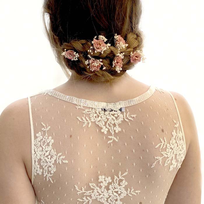 Pin Pelo Rosa Nude Flor de Yute - Imagen 3