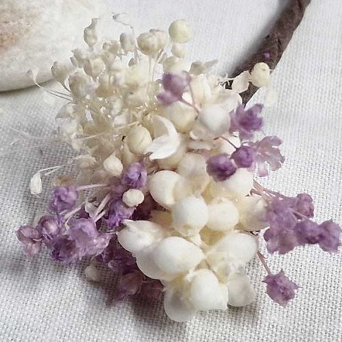 5 Pin Pelo Flores Blanco lila