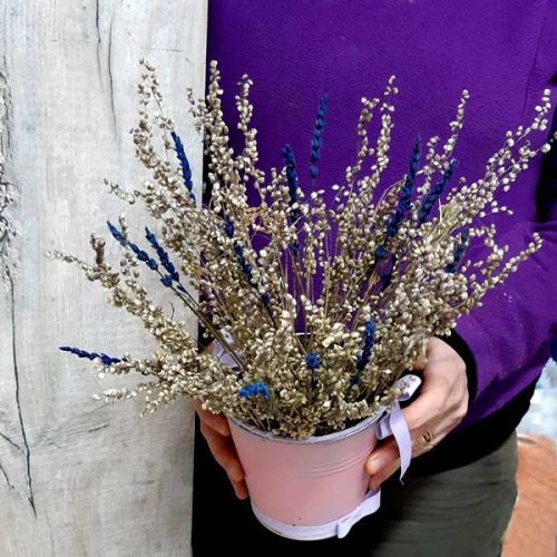 Cubo con Ramillete de Flor y Lavanda