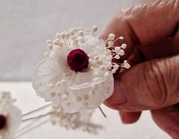 3 Horquillas con Hortensia Preservada - Imagen 2