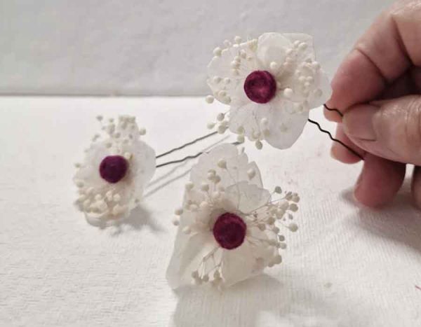 3 Horquillas con Hortensia Preservada - Imagen 4
