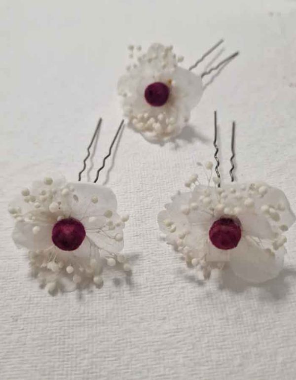 3 Horquillas con Hortensia Preservada