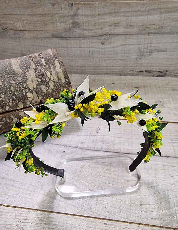 Diadema Flores Color Lima  Abril Dissenys Diademas Online