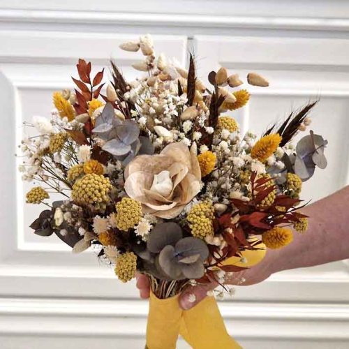 Ramo de Novia Amarillo de Flores Preservadas