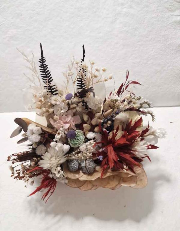 Caja de Madera con Flores Rosadas - Imagen 3